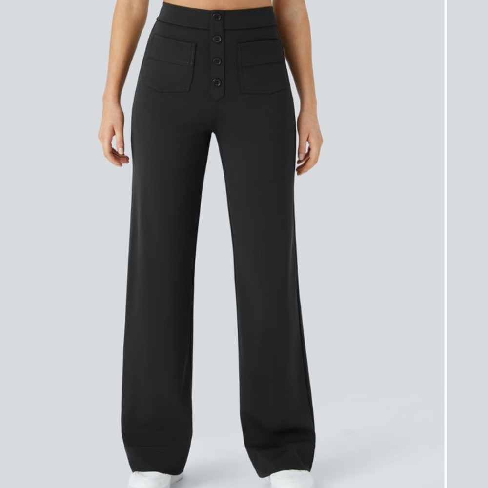Halara XS Tall High Waisted Button Multiple Pockets Straight Leg Casual Pants